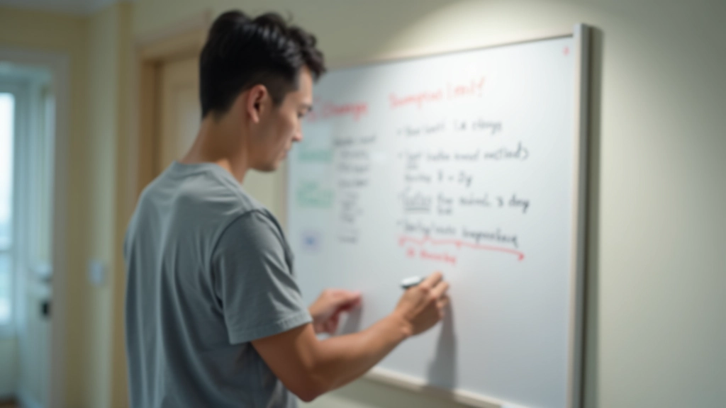 Man checking calendar and tracking workout consistency in home office