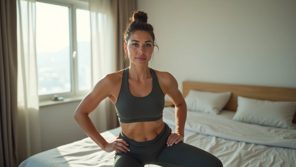 Person doing bodyweight exercises in a bright Hong Kong apartment with minimal space and natural light